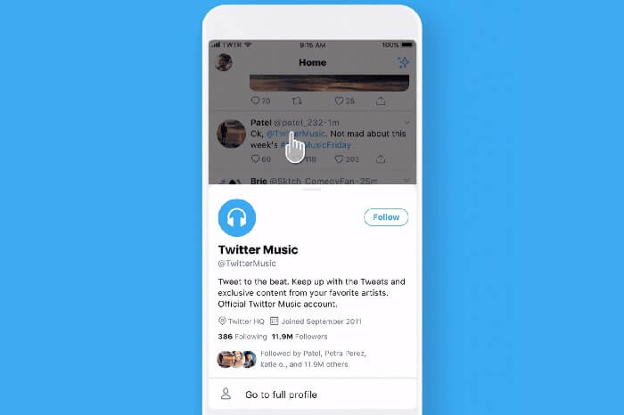 twitter new feature of viewing user profile